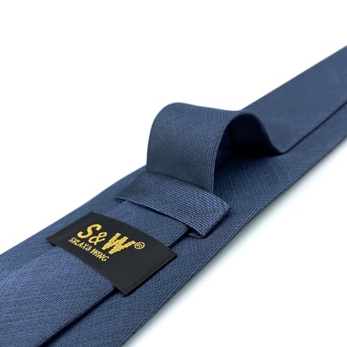 S&W SHLAX&WING Gravata masculina gravata de seda azul sólido comercial extra longa 160cm