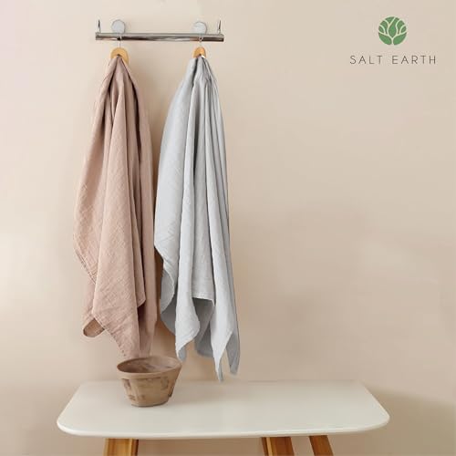 Image of Salt Earth 100% Organic Cotton GOTS Certified 2-Layered Swaddle Baby Blanket, 2 Pack,47 inchx47 inch Receiving Blankets for Swaddling,Wrap for Boy & Girl, Newborn Baby Essentials, Registry (2 Solid Colour)