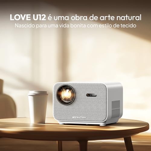 Projetor BYINTEK U12, projetor full HD 1080P, projetor inteligente WiFi e BT 5.0, alto-falante Bluet