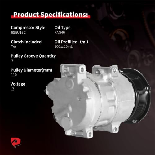 Image of PHOBOOS A /C Compressor with Clutch Compatible with Toyota Camry 2007-2009 (Japan Built, To 01 /09 /2009) L4 2.4L, RAV4 2006-2008 L4 2.4L, Ref. CO-11178JC, 98386
