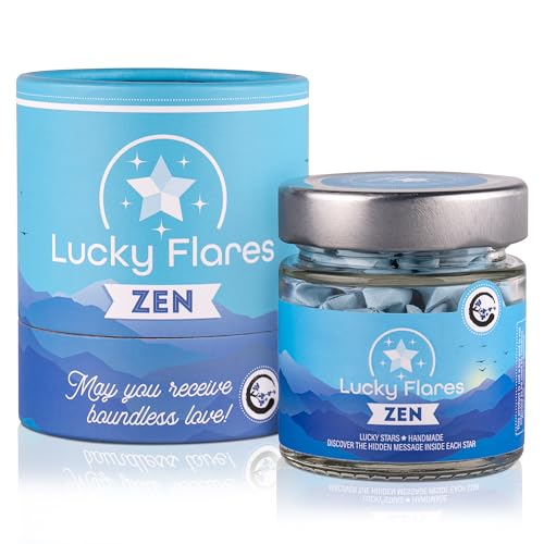 Zen Jar - Hand Folded Origami Lucky Stars with Mindful Messages in a Bottle - Unique Meditative Gift for Mindfulness and Wellness Enthusiasts, Calm and Focus, Self-Care, Stress Relief