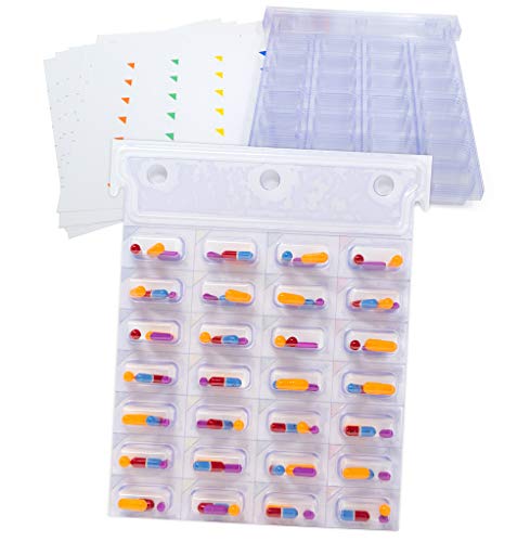 Medication Controlled Unit Dose, Cold Seal Pill Blister Pack System, Card is Perforated to Tear Apart for Easy Single Dose Removal (6 Pack -XL)