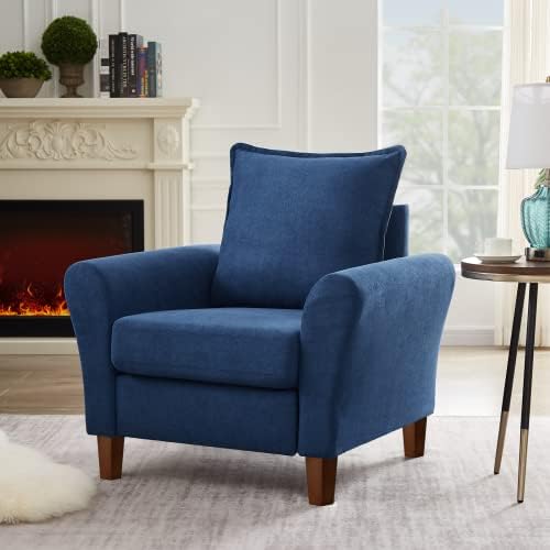 Pingliang Home Accent Chair, Modern Linen Sofa Chair Single Armchair Comfy Upholstered Arm Chair for Living Room Bedroom Small Space, Navy Blue