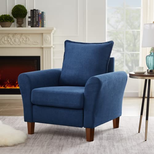 Pingliang Home Accent Chair, Modern Linen Sofa Chair Single Armchair Comfy Upholstered Arm Chair For Living Room Bedroom Small Space, Navy Blue #TOP23