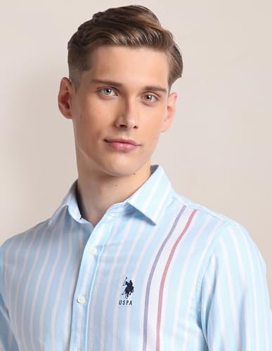 Image of U.S. Polo Assn. Men's Cotton Regular Fit US Polo Ass. Checked Button Down Long Sleeve Casual Regular 1621 Casual Shirts (UDSHT1439)