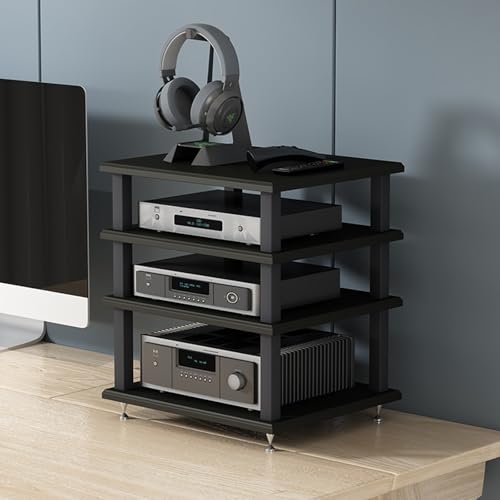 Meuble stéréo et console tourne-disque, meuble de rangement AV compact