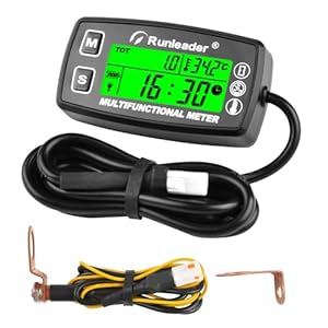 NInE-ROnG Motortemperaturanzeige, Digi... Drehzahlmesser, Stundenzähle... Batterie mit Hintergrundbeleuchtung für kleine Motoren, Rasentraktoren(HM035A)