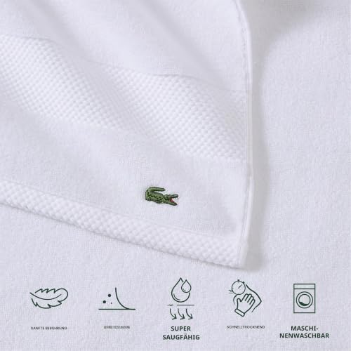 Lacoste Heritage Supima Badetuch, Baumwolle, 76,2 x 137,2 cm, Weiß – Ansicht 4