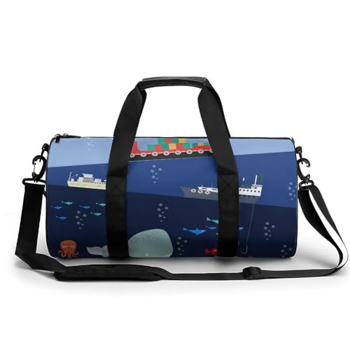 Sac de sport gym baleine et bateau sac week-end voyage 45x23x23cm