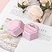 DesignSter Velvet Ring Box Hexagon - Premium Gorgeous Vintage Double Ring Display Holder with Detachable Lid for Proposal, Engagement, Wedding, Ceremony (Pink)