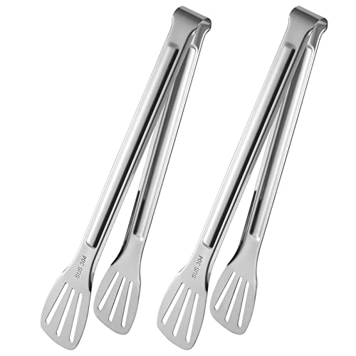 olyee 2 Stück Küchenzange Edelstahl Set Grillzange 28cm Zange Küche Rutschfest Grillpinzette Garten Fleischzange Kochzange Spülmaschinengeeignet