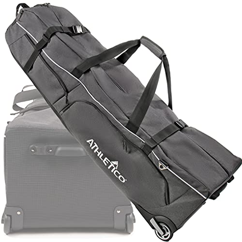 Athletico Ace Wheeled Golf Travel Bag - Heavy Duty Padded Golf Travel Bags with Wheels - Soft-Sided Golf Club Travel Cover Protects Clubs - Waterproof Golf Bag Travel Case - Universal Size