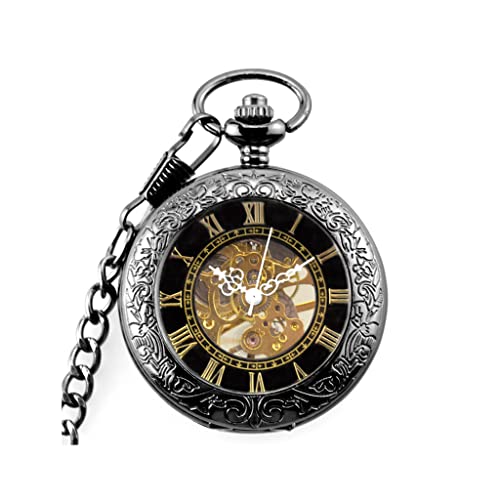 Reloj de bolsillo antiguo para hombre con esfera de números romanos 2