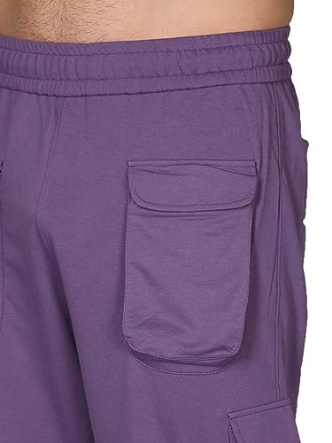 Image of CHKOKKO Men Casual Summer Track suit Co-ord Sets Purple 4XL