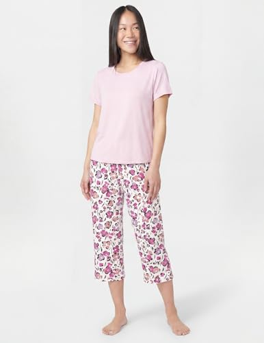 Image of HUE Women's Summer Vacation Pajama Separates, Soft, Whimsical Print Pjs with Tropical Beach Themes, Flip Flops, Cocktails