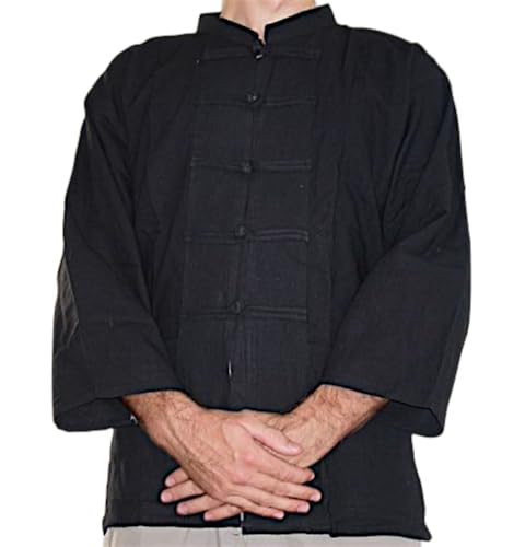 RaanPahMuang Thick Muang Cotton Chinese Jacket Shirt Mandarin Frog Button Front