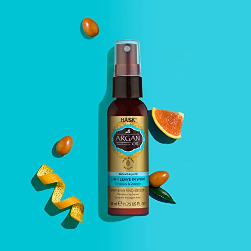 Hask Repairing Argan Oil 5-In-1 Leave In Conditioner Spray For All Hair Types, Color Safe, Gluten Free, Sulfate Free, Paraben Free - Argan Oil 3 Piece Travel Set #TOP4