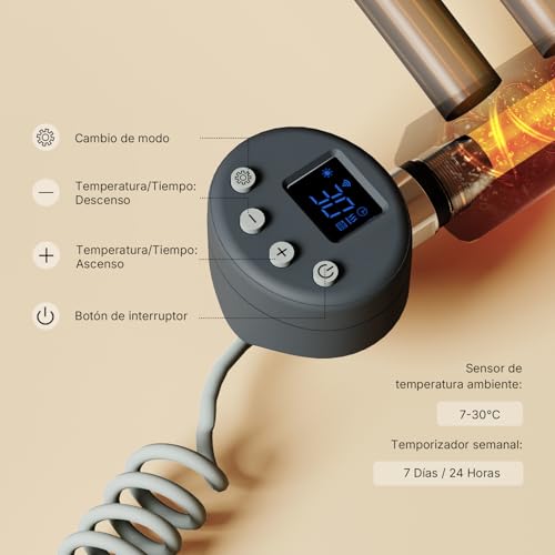 EMKE Resistencia Calefactora WiFi 300W para Radiadores y Toalleros Eléctricos – Termostato Inteligente con 4 Modos (Confort, Eco, Boost, Antihielo), Antracita, 390x69x62mm - imagen 8