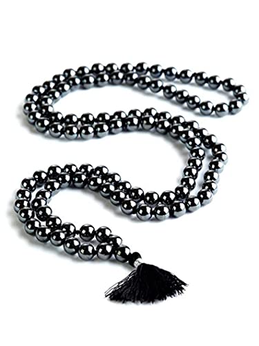 8Mm Hematite Jaap Mala 108 Beads Necklace #TOP29