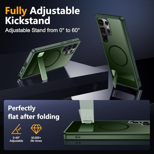 Image of SPIDERCASE Magnetic for Samsung Galaxy S25 Ultra Case, [Compatible with Magsafe][ Military Grade Drop Protection] with Invisible Stand Shockproof Slim Case for S25 Ultra 5G,Green