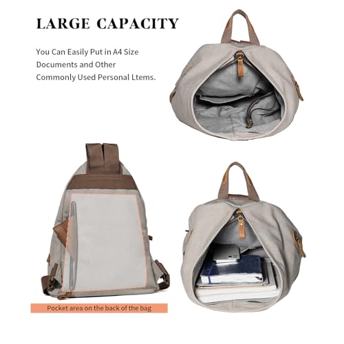 Image of KL928 Canvas Vintage Backpack - Large Casual Daypack Outdoor Travel Rucksack Hiking Backpacks for Men Women