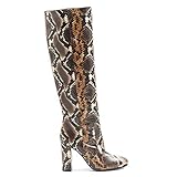  Via Roma 15 – Botas con tacón Piel Efecto Serpiente – 2620anaconda Marrón Size: 36 EU