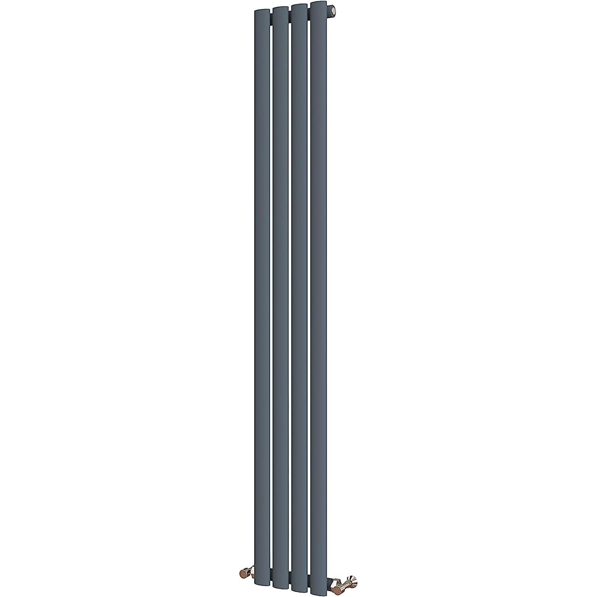 Radbliss Oval Column Vertical Radiator 1600x236mm Anthracite Single Central Heating Upright Tall Designer RAD