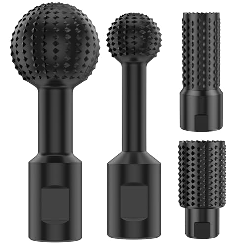 4Pcs Ball Grinding Head Ball Gouge Angle Grinder Attachment Sphere Rotary Burr with 5/8-11 Threads for 4 1/2 and 5 Inch Angle Grinder for Wood Carving Grinding Polishing Engraving