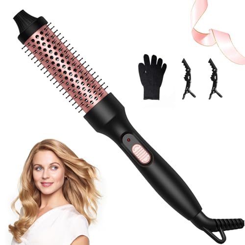 Bizcasa 3 In 1 Thermal Brush,32MM Warmluftbürste Salon One Step Haartrockner und Volumiser Heißluftbürste,Ionen Haartrockner Haarschäden Volumiser Lockenbürste Rundbürste,Doppelspannung,Kein Föhn