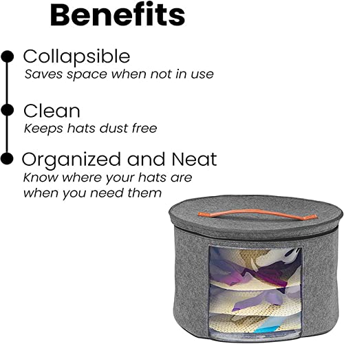 Hat Box For Women Storage, Large Hat Storage Organizer Bag Container For Closet, Foldable Round Felt Cowboy Travel Hat Cap Boxes For Men With Dustproof Lid #TOP2