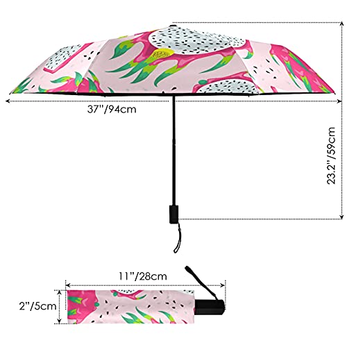 Parapluie compact portable pliable anti-UV resistant pluie motif fruit dragon - 6