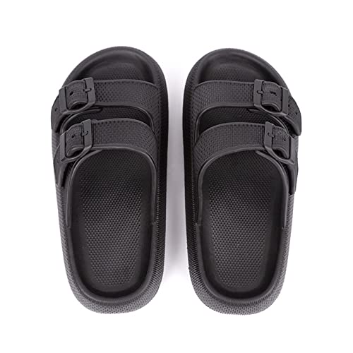 HEXEH Ladies Sandals and Slippers Fashion Personality Thick Bottom Slippers Sandals Flip Flops Couple Summer Women Outdoor Indoor Sandals Outdoor Sandals Shower Slippers (Color : Black, Size : 37-38)