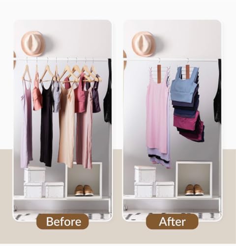 Image of BLOOMAX 3 Pcs Wooden Accessories & Bra Hangers - 24-Inch Walnut Polished, 12 Storage Hooks, 360 Rotating Chrome Hook (Space Saving for Bra, Scarf, Tie, Belt)