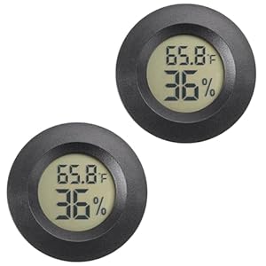 Hygrometer Thermometer Digital Mini Indoor/Outdoor Humidity Monitor Humidity Meter Reptile Thermometer for Humidors Greenhouse 2 Pack