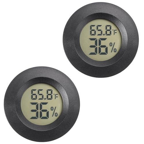 Hygrometer Thermometer Digital Mini Indoor/Outdoor Humidity Monitor Humidity Meter Reptile Thermometer for Humidors Greenhouse 2 Pack