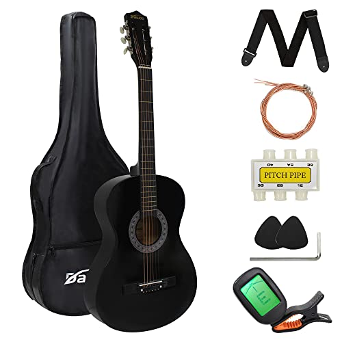 Dawoo Guitare Acoustique 38 Pouces, Ensemble Guitare Débutant Music Lovers (Noir)
