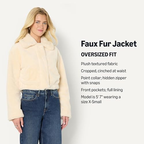 Image of Amazon Essentials Women's Oversized-Fit Cropped Faux Fur Jacket with Collar