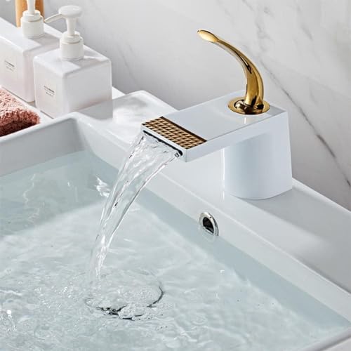 Robinet cascade salle de bain mitigeur levier unique laiton évier eau chaude froide - 4