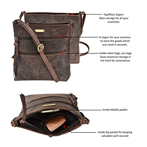 Estalon Real Leather Crossbody Bag For Women - Women's Shoulder Sling Handbags Medium Purses Soft Crossover Purse Christmas Gift #TOP4