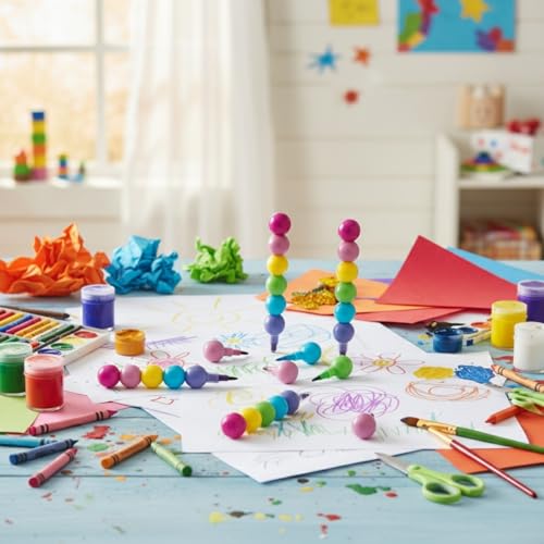 Fun Express Round Stacking Crayons for Kids - Set of 12 - image 4
