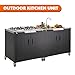 Feasto Gas Grill, Movable Outdoor Gas Stove Stainless Steel Top with Cabinet, 5 Burners with 36,200 BTUs, Outdoor Propane Grill for Outdoor Cooking, Ideal for Lawn & Garden, L35.4” x W24”