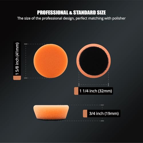 Image of SPTA PRO Orange Heavy-Cut Mini Polishing Foam Pad, 10Pcs 1.3inch /32mm Sponge Polishing Buffing Pads, Car Foam Detail Polishing Pad Kit for Car Detail Polishing, Small Area Polishing -FF101-10