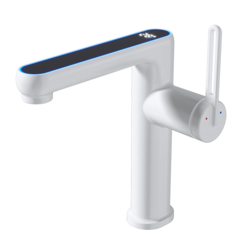Grifo mezclador para lavabo de baño con pantalla LED de