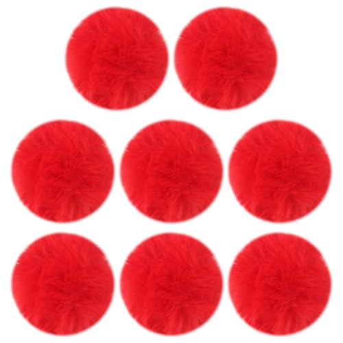 FSSTUD 8 cm große Kunstfell-Pompons, rund, flauschig, weiches Fell, Bommel, Dekoration, Rot, 8 Stück