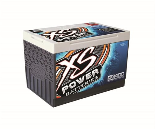 XS Power D3400 3300 Amp AGM Battery with M6 Terminal Hardware - 12 Volt 80Ah 1150CA Deep Cycle AGM Powercell for Winch, Car Audio Systems - 49.97 lbs, Maintenance Free, Sealed Design
