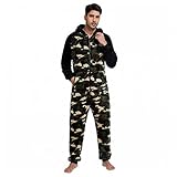 Onesie Mens Hooded Jumpsuit Zipper One Piece Pajamas Playsuit Jogger Sweatsuit Plush Warm Thermal...