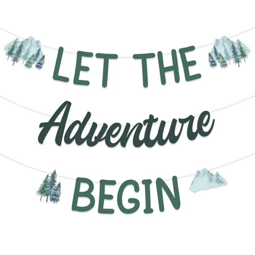 Sursurprise Adventure Awaits Baby Shower Decorations Let the Adventure Begin Banner Forest Mountain Adventure Birthday Party Supplies