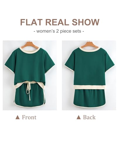 SELINK Lounge Sets for Women 2 Piece Skirt Colorblock Drop Shoulder T Shirt and Skort Set Summer Tracksuits3