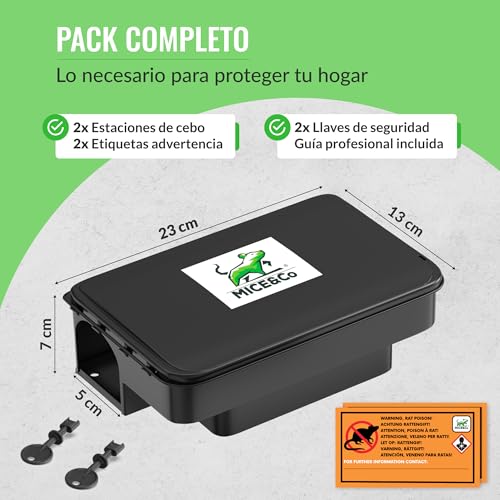Mice&Co 2 Estaciones de Cebo para Ratas y Ratones - Trampas para Ratas y Ratones Profesionales | Caja Portacebos Veneno - Caja de Cebo Eficaz Raticida Interior y Exterior - imagen 6