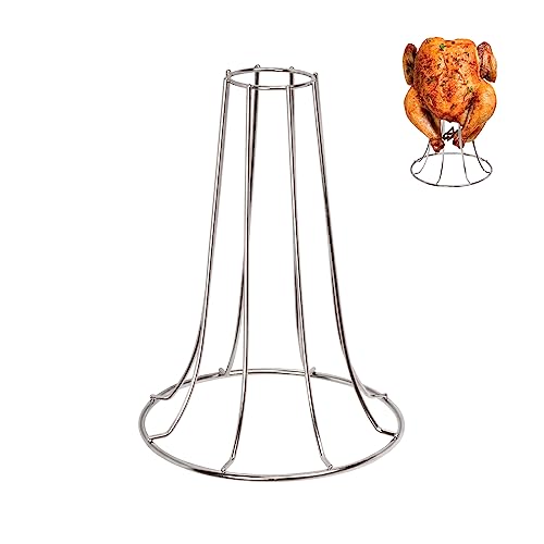 WANRAY KAMaster Stainless Steel Vertical Chicken Roaster Beer Can Holder Large Turkey Big Green Egg Accessories Rack Upright Stand for Grill and Smoker Like Weber